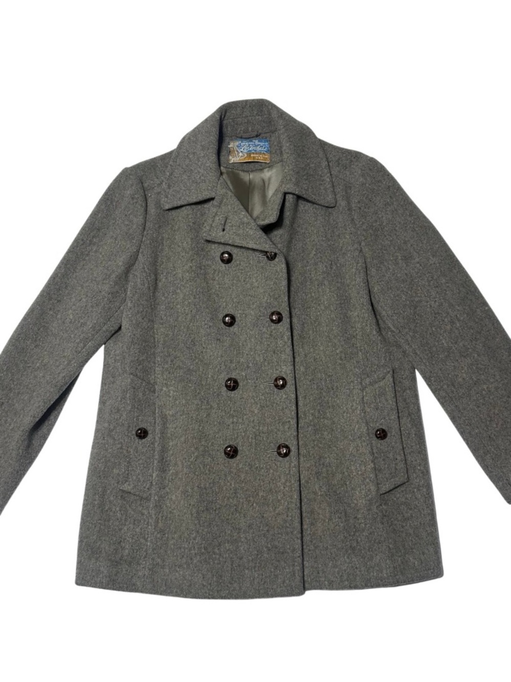 Vintage 70s 80s Lorendale Original Peacoat Women's L 100% Wool Gray USA Union